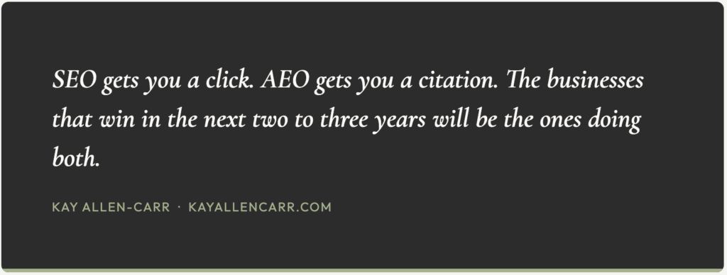 AEO and SEO quote about how both are important.